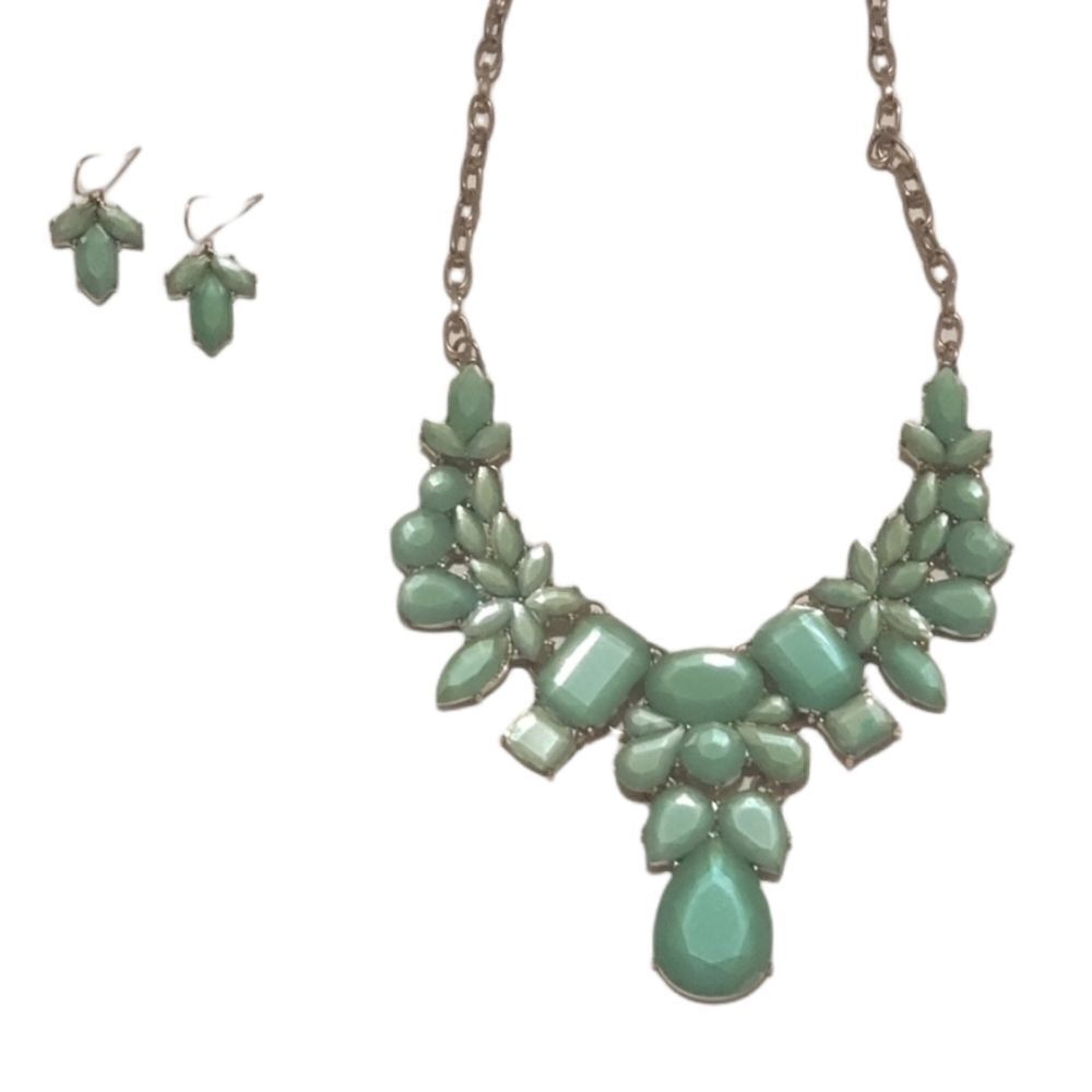 Teal Statement necklace and earrings
